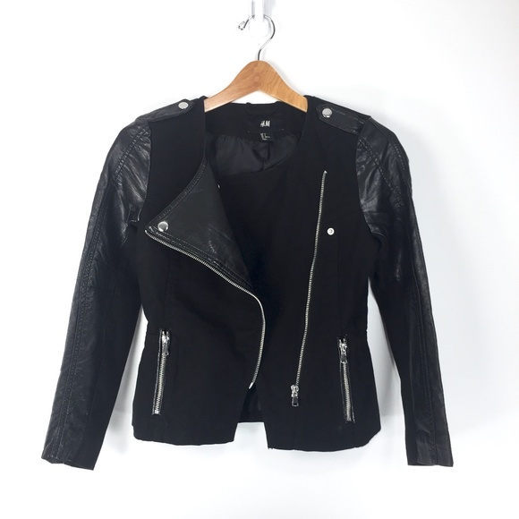 H&M Women's Moto Biker Jacket Black 32 / 2, NWOT - Picture 11 of 12